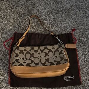 Coach Signature Brown and Tan Shoulder Bag